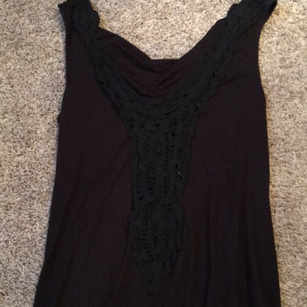 black lace top- reversible